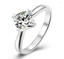 Cluster Rings Trendy 1Color Round Moissanite Engagement Ring Fine Jewelry Women Wedding 925 Sterling Silver Pass Diamond Kenn222652093