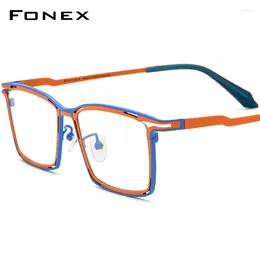 Sunglasses Frames FONEX Colorful Titanium Glasses Frame Men Fashion Retro Square Eyeglasses 2024 Women Vintage Eyewear F85804