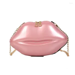 Evening Bags Red Lips Shape Shoulder For Women Crossbody Chains Small Purse Female PU Leather Handbag Wholesale