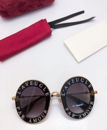 New 0113S L039aveugle Par Amour Round Sunglasses Women Metal Gold Black Round Sunglasses 0113 Sun Glasses Women Sunglasses UV P4964556