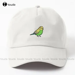 Ball Caps Green Budgie Dad Hat Summer Hats For Men Personalised Custom Unisex Adult Teen Youth Baseball Cap Outdoor Sport Art