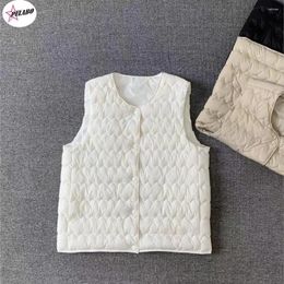 Women's Vests PULABO Spot Wave White Duck Down Cotton-padded Vest Lightweight Short Waistcoat 2024 Autumn And Winter For Women