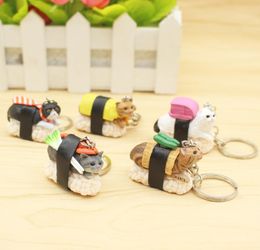 Unique personality Cartoon sushi cat doll key buckle Pendant Knapsack accessories9809311