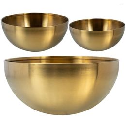 Dinnerware Sets 3 Pcs Salad Bowl Metal Mixing Bowls Stainless Steel Prep Large Household For Cooking
