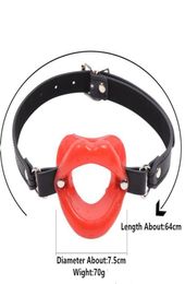 Adult Fetish Sex Products Genuine Leather Rubber Open Mouth Gag For Woman BDSM Bondage Lips O Ring Gag Sex Toys for Couples2286007