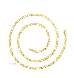 354B 50 cm x 4 mm Figaro Chain Necklaces For Men 24k Gold Plated Fashion Jewelry European Style5383616