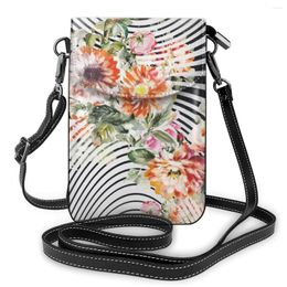 Shoulder Bags Small Floral Handbags Women PU Leather Cross Body Messenger Flap Phone Wallet Casual Purse Ladies Hand