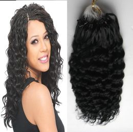 1g per Strand 100 Gramme Per Package Micro Ring Loop Hair Extension Colour 1 Tipped Remy Human Hair Deep Curly Links Extensions1330459