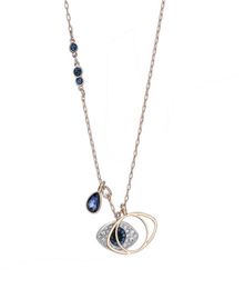 Fashion Demon Eye Necklace Blue Eyes Female Fashion rovski Elements Crystal Clavicle Chain For Girlfriend9334890