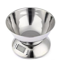 Electronic Digital Kitchen Scale 5kg1g Stainless Steel Food Scale with Removable Bowl LCD Display3613562