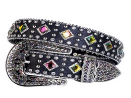 Western Style Bling Crystal Rhinestone Belt with Colorful Glass DiamondStudded Trim Removable Buckle Belts for Women Whole1359760