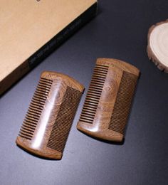 New Fashion Green Sandalwood Pocket Beard Hair Combs 2 Sizes Handmade Natural Wood Comb 1pc Fashion Wooden comb5908523