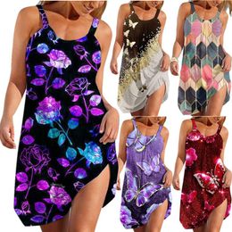 Summer Womens Beach Strap Printed Dress