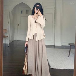 Work Dresses Woman's Plus Size Spring/Summer Short Cardigan Vest Skirt Set French Casual Solid Colour Sling Overskirt Three-piece