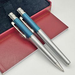 Lan Blue Texture Quality Metal Rollerball Ballpoint Pen With Serial Number Writing Smooth Luxury Stationery