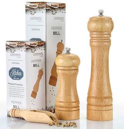 Classical Oak Wood Salt Pepper Mill 5quot 8quot Spice Grinders Sets Handheld Seasoning Mills Ceramic Grinder Kitchen Tools Set3923140