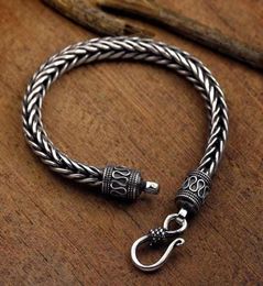 Charm Bracelets Bracelet For Men Sterling Silver Fashion Square Keel Rope Woven Retro Classic Simplicity Jewellery Festival Gift6526323