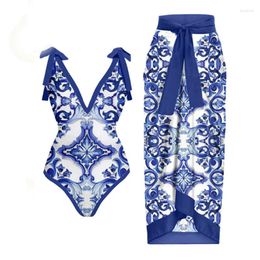 Ethnic Clothing Vintage Women One Piece Swimsuit Designer Bathing Suit Beach Dress Cover Up Luxury Swimwear Surf Wear Summer Beachwear