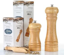 Classical Oak Wood Salt Pepper Mill 5quot 8quot Spice Grinders Sets Handheld Seasoning Mills Ceramic Grinder Kitchen Tools Set1538374