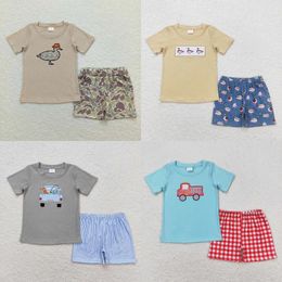 Clothing Sets Wholesale Baby Boy Summer Set Children Short Sleeves Duck Tee Cotton T-shirt Toddler Infant Embroidered Camo Shorts Kids