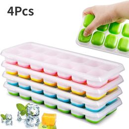 14 Grids Ice Cube Trays Reusable Silicone cube Mould Fruit Maker with Removable Lids Kitchen Tools Freezer Summer Mould 240429
