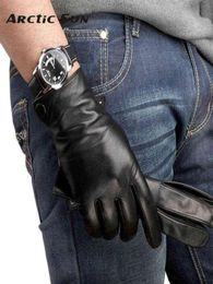 Fashion Men Real Sheepskin Gloves Wrist Solid Winter Lambskin Genuine Leather For Male Warm Driving Glove M001NC T2208158311334
