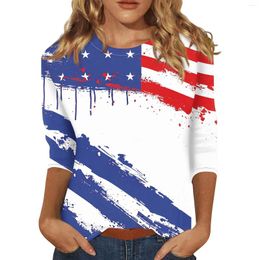 Women's Polos Sleeve Shirts For Women Independence Day Print Graphic Tees Blouses Casual Plus Size Basic Tops Pullover Ropa De Mujer Ofertas