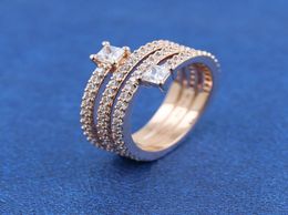 925 Sterling Silver Rose Gold Plated Triple Spiral Band Ring Fit P Jewellery Engagement Wedding Lovers Fashion Ring For Women1102761