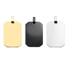 Pendant Necklaces 10 Pcs Wholesale 33x20 Rectangle Unisex Stainless Steel Stamping Blank ID Dog Tags Necklace Jewelry Makings