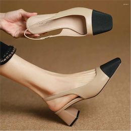 Dress Shoes Women's Pumps Square Toe Chunky Heel Elegant Slingback Wedding Big Size For Women Casual Ladies