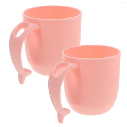 Mugs 2pcs Mouthwash Water Cups Unbreakable Dolphin Tail Shaped Handle Toothbrush