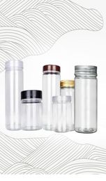 250ml 350ml Transparent Small Plastic PET Jars With Aluminium Lid Clear Empty Cosmetic Sample Jar With Lid In stock18357868