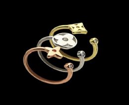 Womens Designer Ring Fashion Fourleaf Clover Ring Open Gold Rings Jewelry 3 piecesset2627357