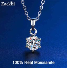 100 Real Moissanite Necklace 1CT 2CT 3CT VVS Lab Diamond Pendant Necklaces for Women Men Gift Sterling Silver Wedding Jewellery H116962435