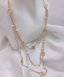 New Popular Real Gold Plated Three layers Pearl Necklace Brand Chian Brand gift7149203