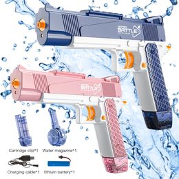 High Capacity Water Gun Electric Pistol Shooting Toy Full Automatic Summer Beach Outdoor Fun For Children Boys Girl Adults 240415