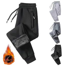 Pantaloni da uomo pantaloni invernali jogger pelliccia jogger spessi pantaloni sportivi trascinano i pantaloni da uomo in lana pantaloni da corsa calda caviglia in velluto