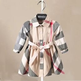 Spring Girl Fashion Plaid Cotton Long Sleeve Princess Party Dresses Kids Clothing 1-6 Years European Style A-line Dress 240511