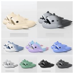 Top Luxury Designer Summer Home Women Shark Slippers Slide Anti-skid EVA Solid Colour Couple Parents Outdoor Cool Indoor Household Funny Shoe