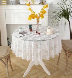 Table Cloth Ins European Style White Round Lace For Events Home Party Wedding Romantic Decoration Coffee Cover Yarn Tablecloth9732647