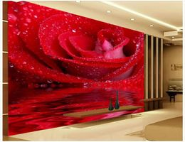 3D HD Water Rose TV Background Wall mural 3d wallpaper 3d wall papers for tv backdrop6171696