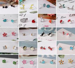 Stud Earrings 30 Kinds Trendy Gifts For Women Girl Girls Cute Cats Beer Whale Giraffes Flowers Hearts Geometric7821566