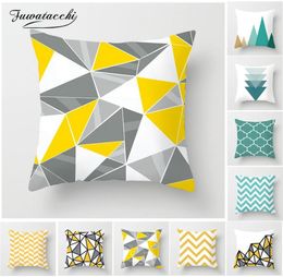 Fuwatacchi Green Yellow Geometric Cushion Cover Wave Mountain Arrows Decorative Pillows for Home Chair Sofa Pillow Cover 4545cm1477916
