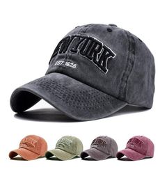2021 Sand Washed 100 Cotton Baseball Caps Hat for Men Women Vintage Dad Hat NEW YORK Embroidery Letter Outdoor Sports Caps5295841