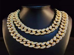 Chains Women Men Gold Silver Color Chain Bling Miami Iced Out Rapper Necklace For Hip Hop Cuban Link Jewelry2245553