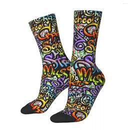 Women Socks Word Graffiti Street Art Stockings Men Letter Print Quality Trendy Autumn Cycling Anti Bacterial Custom