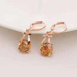 Stud Earrings Hesiod Champagne Cubic Zircon Crystal Rhinestone OL Style Bowknot Gold Colour Women Fashion Jewellery