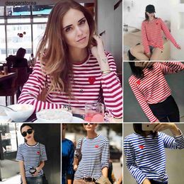 Women Hoodies Sweatshirts Designer Play Commes Jumpers Des Garcons Letter Embroidery Long Sleeve Pullover Red Heart Loose Sweater Clothing Short sleeved T-shirt