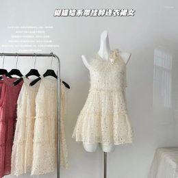 Casual Dresses Elegant Women Sweet Fashion Bow Halter Dress Vintage French Style Chic Sexy Mini Summer
