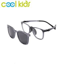 Cool Kids Solglasögon Clip-On Optical Recept Children Gafas de Sol Polariserade Sun Glasses Eyewear For Kids Gereglasses Frames 240417